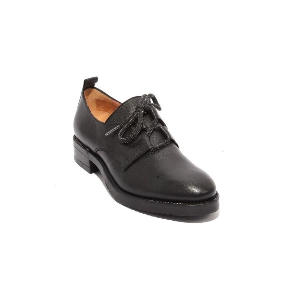 Italian Black Leather Lace-Up Oxfords Shoes